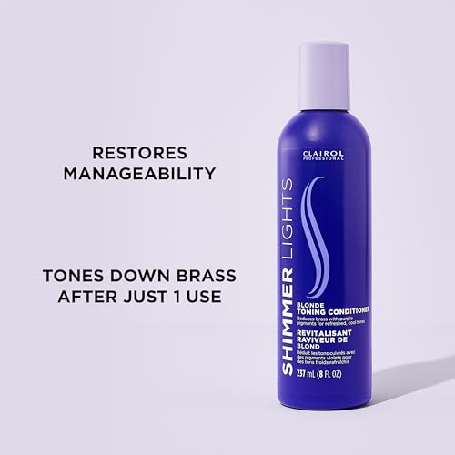 Clairol Professional Shimmer Lights Purple Conditioner | Neutralizes Brass & Yellow Tones | For Blonde, Silver, Gray & Highlighted Hair