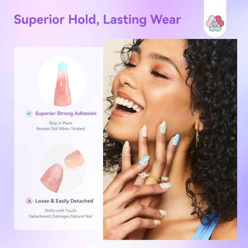 SAVILAND Plant-Based Nail Adhesive Tabs: 600 PCS Non-Irritating Nail Stickers for Press Ons Long Lasting Sticky Tabs Ultra-thin Breathable Nails Glue Sticker Home DIY Nails 15 Sizes