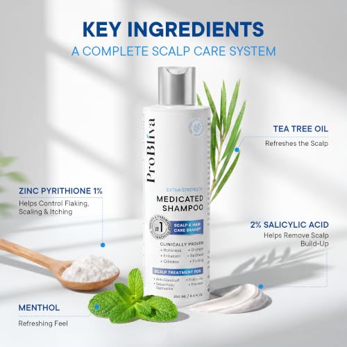 ProBliva Antifungal Shampoo for Dandruff & Scalp Treatment - Antifungal Shampoo with Zinc Pyrithione & Salicylic Acid - 8.4 fl oz