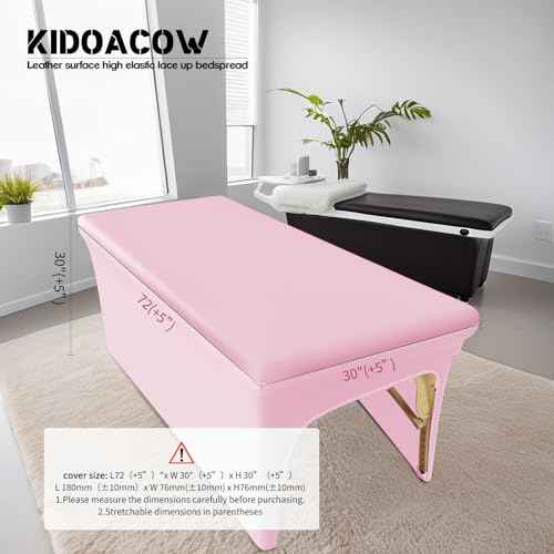 Pink Lash Bed Cover 6FT Vinyl Massage Table Cover Protector, Silky Reusable & Wipeable Massage Bed cover Waterproof Ultra-Durable and High Elasticity Leather Spa Bed Covers for Esthetician