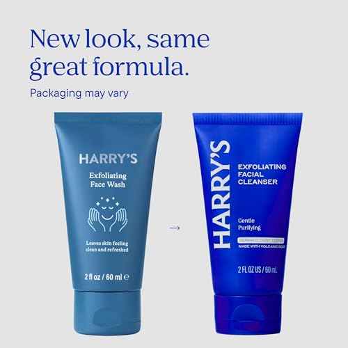 Harry's Exfoliating Face Wash for Men, Gentle Facial Skin Care Products with Volcanic Rock Exfoliant, 2 Fl. Oz, Pack of 3 (Trial and Travel Size)