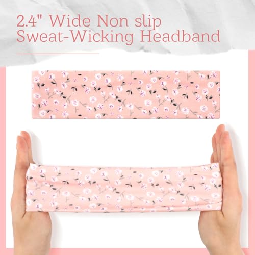 Skicuff 12-Pack Women's Floral Headbands - Non-Slip Summer Hair Accessories