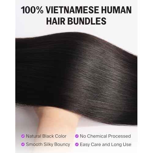 15A Straight Bundles Human Hair Bundles Straight 100% Unprocessed Raw Vietnamese Human Hair Weave Bundles Human Hair Natural Black Color Long Service Life 16 Inch