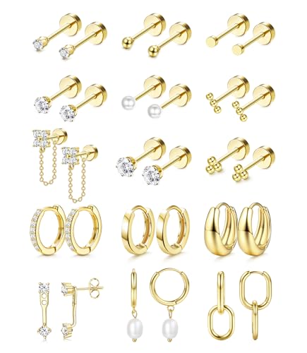 LOLIAS Hypoallergenic Surgical Steel Flat Back Earrings