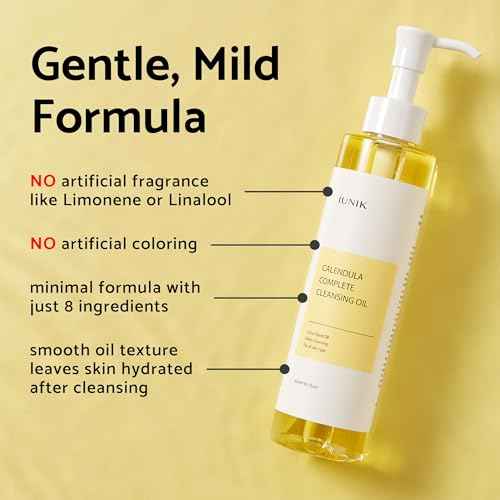 IUNIK Calendula & Jojoba Oil-Infused Vegan Cleansing Oil ? Gentle Blackhead Melting & Makeup Remover Facial Cleanser w/Plant-based Oils Korean Skincare