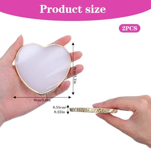Heart-Shaped Resin Nail Art Palette Set 2PCS with Gold Trim