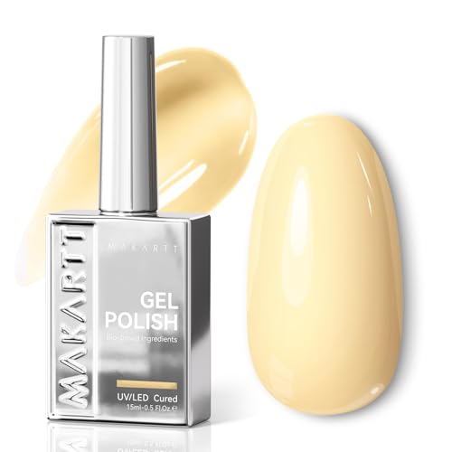 Makartt Hema-Free Pastel Yellow Gel Nail Polish - Butter Yellow, 15ML, Honey Soufflé Variant