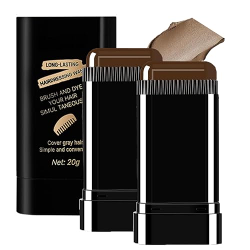 TABOUNTS 2-in-1 Hair Color Stick & Comb, Waterproof Root Touch-Up, Long-Lasting Hair Dye for Women & Men - Brownish Black (Pack of 2)