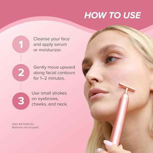 SKIN GYM Beauty Lifter Vibrating T-Bar Gold, Sonic Facial Massage Tool for Sculpting and Circulation