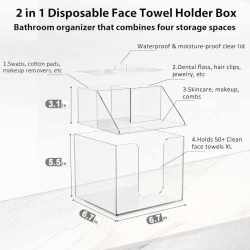 Disposable Face Towel Holder Clear Compatible with Clean Skin Club XL