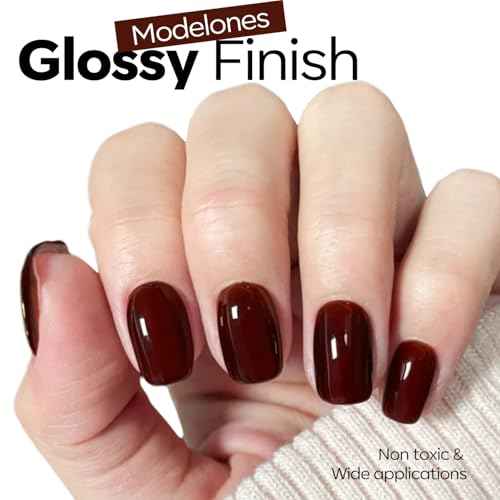 modelones Gel Nail Polish, Dark Red Nail Polish Soak Off Pastel U V Wine Nail Winter for Nail Art DIY Manicure 15 ML