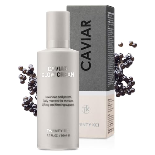 TwentyKEI Caviar Glow Cream, Firming & Hydrating Moisturizer with Peptides, 50ml
