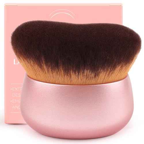 75MM Extra Large Self Tanner Kabuki Makeup Brush ? Ultra Soft Dense Vegan Bristles for Body Makeup, Bronzer & Foundation?Applies Tanning Mousse, Lotion & Self Tanner?Rose Gold, Wet & Dry