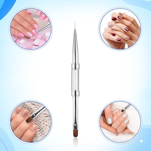 Double-Ended Builder Gel & Fine Liner Nail Art Brushes - 2 Pcs White