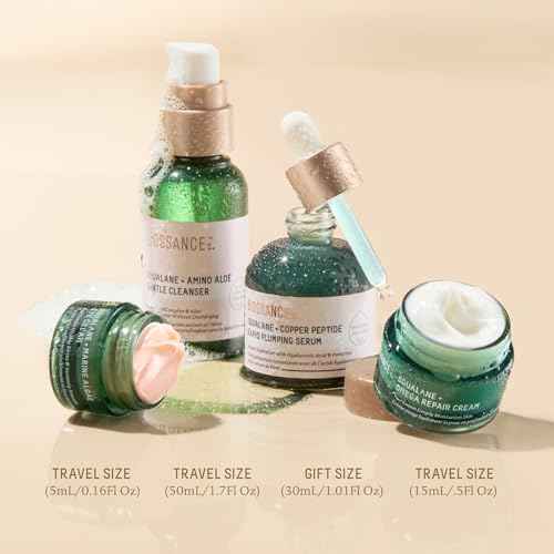 Biossance Plump and Hydrate Skincare Set - Amino Aloe Gentle Foaming Cleanser, Marine Algae Eye Cream, Copper Peptide Rapid Plumping Serum & Omega Moisturizer For Face Lock In Hydration For Your Skin