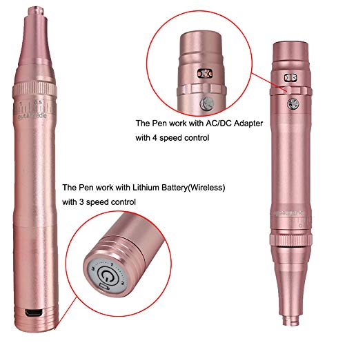 Permanent Makeup Rotary Tattoo Machine Eyebrow Pen Machine with 10PCS Needles For Eyebrows,Lips,Eyeliners B950b (Rose Gold)