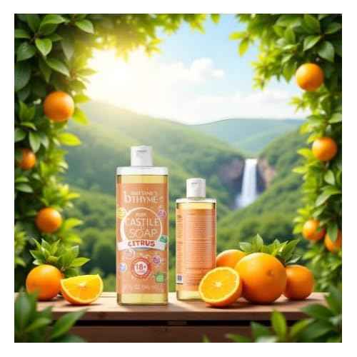 Brittanie's Pure Castile Liquid Soap Citrus ? 2 Pack (32oz Each) | Natural, Organic, Multi-Purpose Soap for Body, Face, Home & Pets | Vegan, Sulfate-Free, Made in USA
