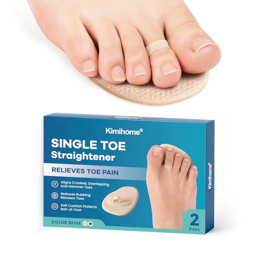Kimihome 2-Pair Toe Straighteners for Crooked & Hammer Toes, Flexible Comfort, Beige