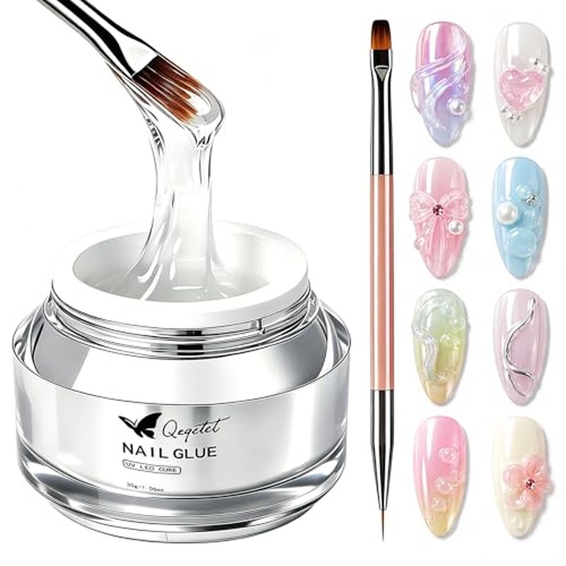 Clear 3D Nail Gel with Brush - Versatile Sculpting Glue for Nail Art