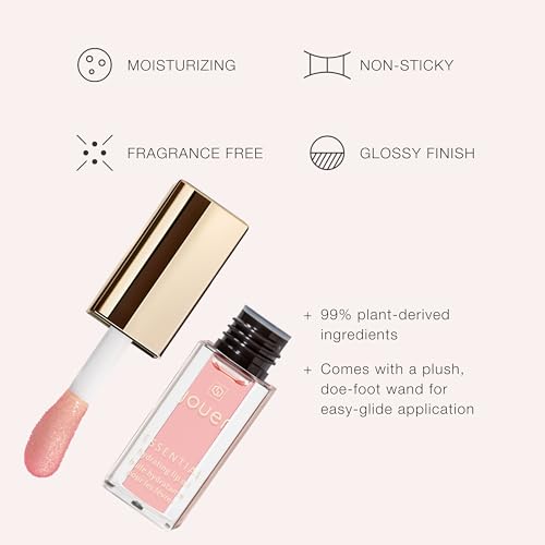 Jouer Essential Hydrating Lip Oil ? Natural Shine - 99% Plant-Derived Ingredients - Fragrance Free - Non-Sticky - Nourishes Dry Lips - Paraben, Gluten & Cruelty Free - Vegan Friendly