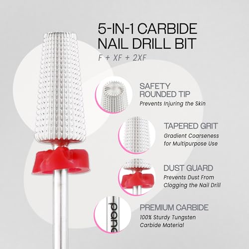 5 in 1 Nail Drill Bit - Two Way Rotation, 3/32" Shank, Fine Grit