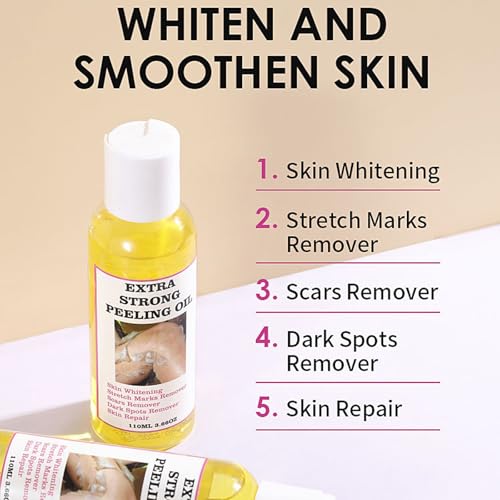 Yellow Peeling Oil for Dark Skin, Extra Strong Peeling Oil, Natural Formula Exfoliating Peels Solution for Face, Body, Hands and Foot Dead Skin Remover (110ml)