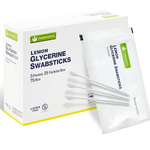 Lemon Glycerin Oral Swabs for Dry Mouth - 75 Pack | TenderGentle