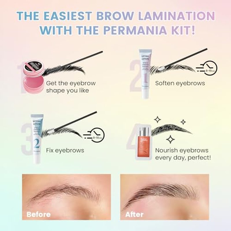 PERMANIA Brow Lamination Kit – Fuller Eyebrows, 4-Week Results