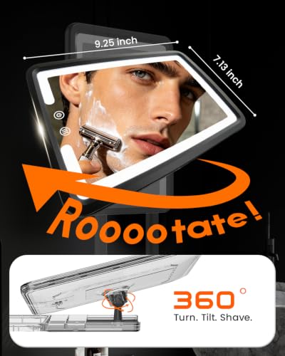 Fogless Heated Shower Mirror with LED Lights - Adjustable & Rechargeable