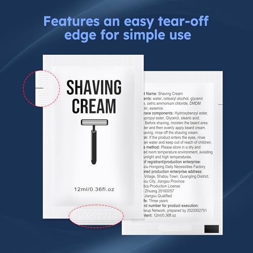 Shaving Cream Bulk, 12ml/0.42fl Oz Travel Shaving Cream, Individually Packaged, Suitable For Travel, Hotels, Home, Camping, Charities, Homeless People (300-PACK)