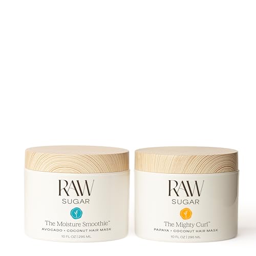 Raw Sugar The Mighty Curl & The Moisture Smoothie Mask Duo, Without SLS/SLES & Parabens, Color-Friendly, Vegan