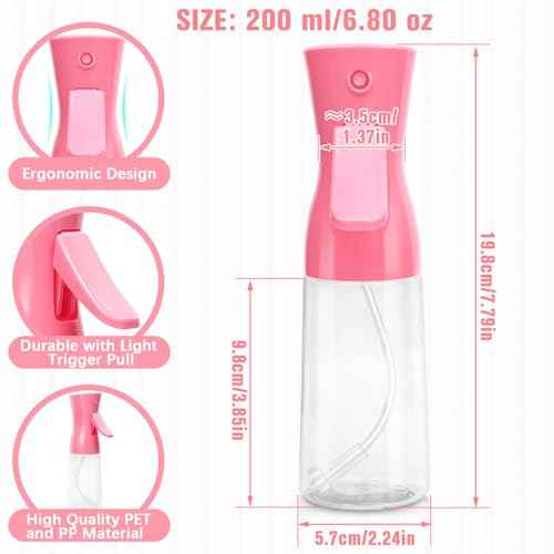 Spray Bottle For Hair,Continuous Water Mister for Hairstyling, Salons, Cleaning, Plants,Essential Oil Scents,Ultra Fine Mist Sprayer,6.8 OZ /200 ML-pink(Christmas Gifts)