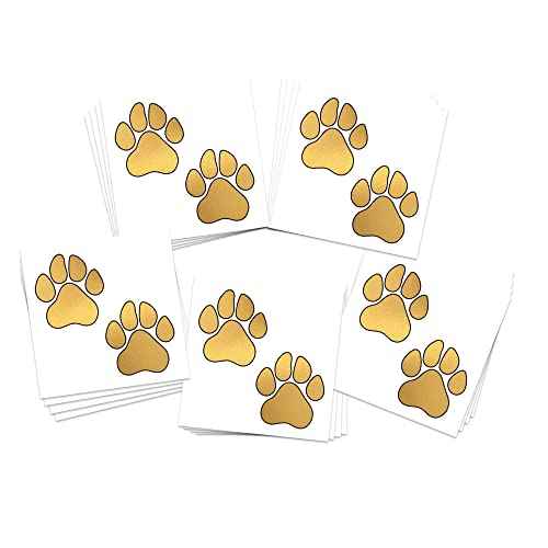 Metallic Gold Paw Print Temporary Tattoos/Great for Cheerleading - Dancers - Team Spirit - School Spirit (Double Gold Paw 20pk)