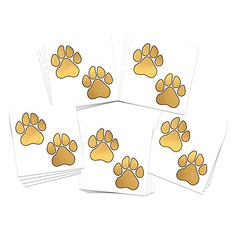 Metallic Gold Paw Print Temporary Tattoos - 20 Pack