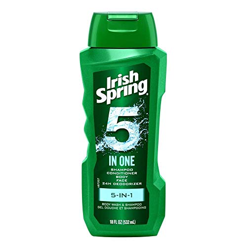 Irish Spring 5-in-1 Shampoo, Conditioner, Body Wash, Face Wash and Deodorizer, 18 oz (Pack of 2)