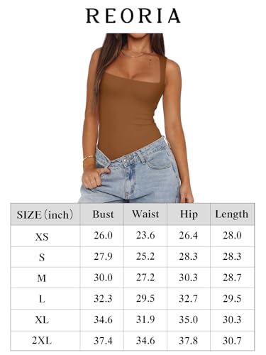 REORIA Womens Summer Sexy Sleeveless Square Neck Double Lined Going Out Cute Thong Bodysuit Tank Tops Grey Green Small