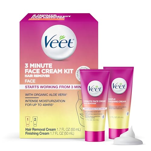 Veet 3 Min Facial Hair Removal Cream Kit for Women - 3.4 Fl Oz, Pack of 1