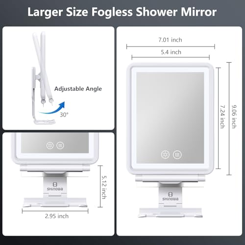 Heated Fogless Shower Mirror with 3-Color Dimmable Light