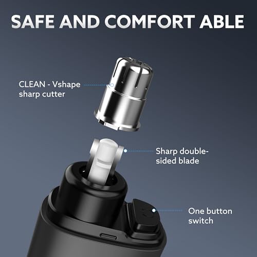 Yonune SYFUO Nose Hair Trimmer for Men,Portable Painless Ear and Nose Hair Trimmer USB Rechargeable,Nose Trimmer Women with 9000 RPM,360¡Æ Rotating Waterproof Dual Edge Blades(Black)
