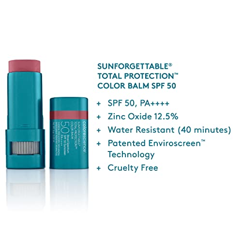 Colorescience Sunforgettable Total Protection Color Balm SPF 50, Mineral, Broad Spectrum, Buildable Lip & Cheek Color, Berry, 1 ct.