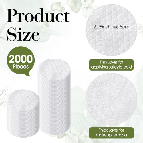2000 Cotton Rounds 2.28" Pearl Embossed Makeup Remover Pads