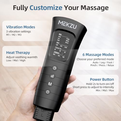 MEKZU Air Compression Leg Massager with Heat for Pain Relief