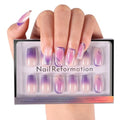 Purple Hour Short Coffin Press On Nails - 32 Pc Kit