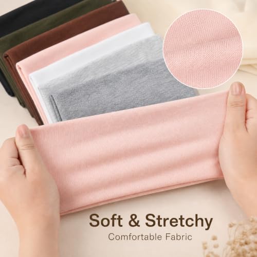 Wide Headbands for Women, 7-Pack Cotton Stretch Hair Bands