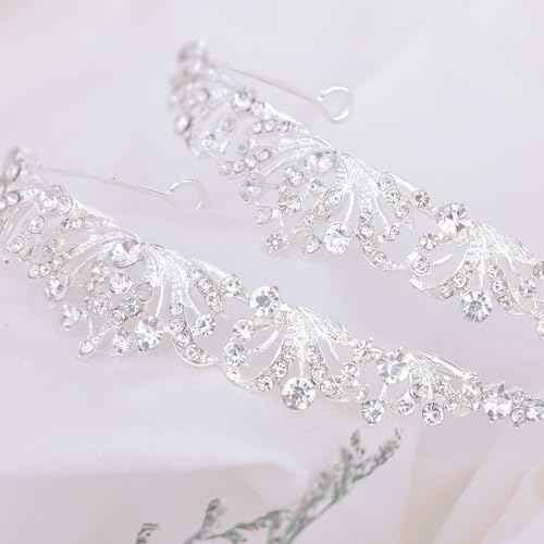 2 Pieces Silver Tiara Crown for Women Wedding Tiaras for Bride Princess Crowns and Tiaras for Girl Rhinestone Crowns for Birthday Halloween Cosplay Christmas Party Prom Gifts