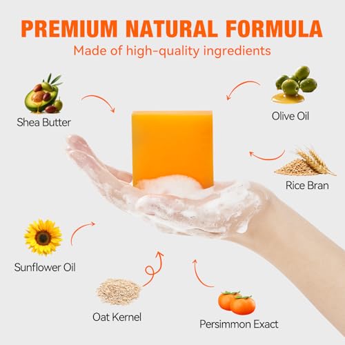 3 PCS Persimmon Soap Bar for Body Odor Control - Deodorizing & Eliminating Body Odor for Old People Smell, Natural Deodorant Persimmon Bar Soap, Organic Body Wash Soap for Women & Men