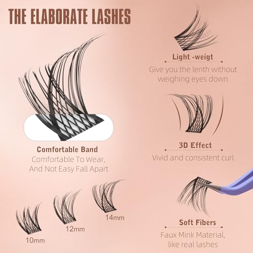 Geeneiya C Curl Wispy Lash Clusters – 10-14MM Natural Look