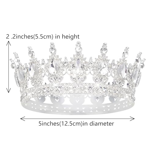 Queen Crown Rhinestone Tiara for Weddings & Parties - Silver & White