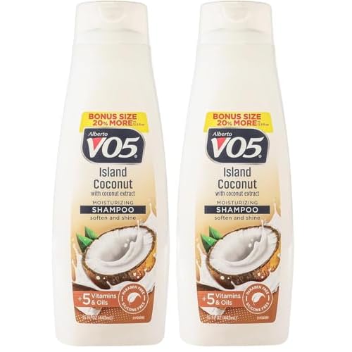 Alberto VO5 - Island Coconut Moisturizing Shampoo - Hydrating Shampoo - With Coconut Milk, Vitamin E and Biotin - Long Lasting Fragrance - 15 oz (Pack of 2)