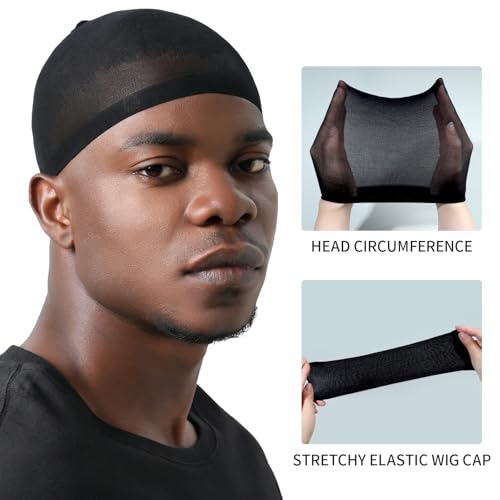 Fandamei 12PCS Black Wig Caps for Men – Stretchy Nylon Hair Stocking Caps